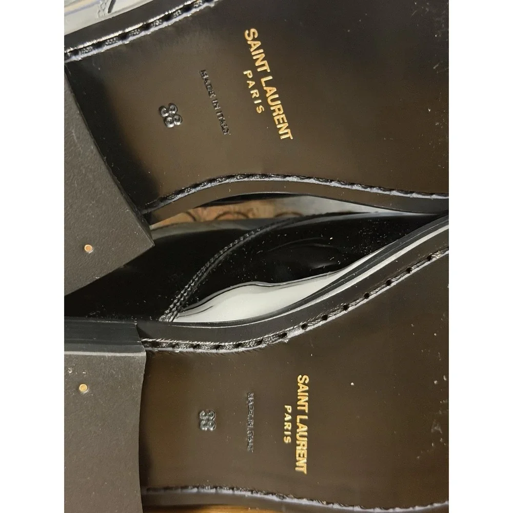 New SAINT LAURENT Paris Black Patent Leather DEVON 25 DERBY